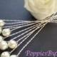 10 Elegant Pearl Stems, Single pearls on a twisted silver Wire