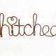 Hitched Wire Wedding Cake Topper With Stem  - Textured Copper, Brown, Silver, Gold, Black, Red, Copper