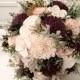 Burgundy and Blush Wedding Bouquet - sola flowers - choose colors - bridal bouquet - Custom - Alternative bouquet - bridesmaids bouquet
