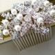 Floral Rhinestone Bridal Hair Comb, Wedding Pearl Crystal Hair Comb, Wedding Jewelry Comb, Bridal Hair Accessories, DAISY