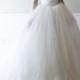 Simple Design Sexy Ivory Wedding Ball Gown With Beaded Sheer Corset and Big Tulle Skirt