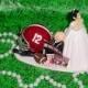 Tan Skin Bride Alabama Crimson Tide College Football Bald Head Grooms Fun Wedding Cake Topper-TCF12