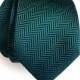 Dark teal silk necktie. Elegant woven herringbone silk tie. Gorgeous peacock blue and green shift in the light! Men's silk necktie.