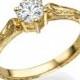 Filigree Engagement Ring, 14K Gold Ring, 1 CT Hand Engraved Ring, Art Deco Ring, Unique Engagement Ring, Vintage Ring Setting