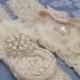 Vintage Bridal Garter Wedding Garter Set Toss Garter included  Ivory with Rhinestones and Pearls  Custom Wedding colors