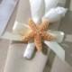 Beach Wedding Seashell and Starfish Boutonniere with 24 Ribbon Choices - Lapel Pin Nautical Coastal