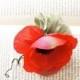 Vibrant Red Silk Poppy Hair Flower or Pin on Corsage