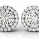 1.45 Carat Diamond and Double Halo Stud Earrings 14k White Gold, 18k White Gold or Platinum - Mother's Day or Anniversary Gifts for Women