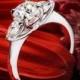 18k White Gold Ritani 1RZ1010P Three Stone Engagement Ring
