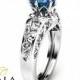 London Blue Topaz Engagement Ring Unique Topaz Ring in 14K White Gold Custom Design Engagement Ring