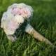 Large pink and cream sola bouquet with burlap