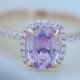 Pink Sapphire ring 14k rose gold diamond  Engagement Ring 1.45ct Cushion Peach Pink Champagne sapphire