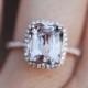 Peach Sapphire Ring Rose Gold Engagement Ring 5.86ct cushion 14k rose gold diamond ring.