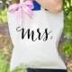 Mrs Bag for Wedding or Bridal Shower Gift, Canvas Bag for Newlywed Striped Ribbon Bag for Wedding Gift Tote Bag for Wedding ( Item - BMR300)