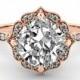 1.00 CT Natural Vintage VS GIA Certified Diamond Halo Flower Engagement Ring 14k Rose Gold Large Natural Diamond Ring