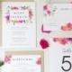 Floral Wedding Invitation - Watercolor Floral Wedding Invitation, Response Card - Flower, Modern, Elegant - Blossoming Bouquet SAMPLE
