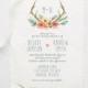 Bohemian Wedding Invitation Suite DEPOSIT - DIY, Rustic, Watercolor Antlers, Forest, Handwritten, Floral, Boho Chic (Wedding Design #48)