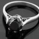 Black Diamond Ring  Plated in White Gold