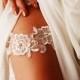 Bridal Garter Wedding Garter Embroidery Lace Garter Belt - Ivory Lace Garter Belt - Rustic Wedding Garter Boho Bride Vintage Inspired