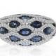 1.80 Carat Sapphire & Diamond Domed Lattice Ring 14k White Gold - Mother's Day Gifts For Women - Sapphire Jewelry - For Her - Anniversary