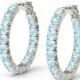 5.40 Carat Aquamarine Hoop Earrings 14k or 18k White Gold - 5 Carat Hoop Earrings - Gemstone Earrings for Women - Inside Out