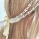 Bridal ribbon headband, bridal crystal headpiece, crystal ribbon headband - MONA DELUX - ready to ship