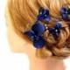 Navy blue fascinator Bridesmaids navy head piece Wedding hair clip Wedding hair accessories Bridesmaids hair flower