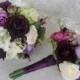Wedding Bouquet, Plum Purple Bridal Bouquet, Purple Wedding Flowers, Vintage Wedding, Silk Wedding Flowers, Roses & Hydrangea Bouquet,