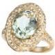 10x8 Green Amethyst & Diamond Swirl Ring 14k Yellow Gold - Gemstone Rings For Women - Anniversary Gifts for Her