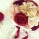 Red wedding bouquet, burgundy bridal bouquet, lace bouquet, vintage bouquet, blush wine bouquet