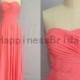 Coral sweetheart chiffon prom dress with pleat,long prom dresses,bridesmaid dress,chiffon prom dress,simple evening dress 2014,formal dress