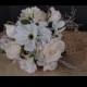 Beach style Wedding Bouquet, Seashells and White roses bouquet