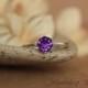 Purple Amethyst Classic Solitaire in Sterling - Amethyst Vintage-style Silver Engagement Ring, Promise Ring - February Birthstone Ring