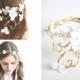 Bridal crown, flower head wreath, wedding hair accessory, woodland hair piece, Hair Wreath, Circlet, Ivory, white, Pearl, Gold, headpiece
