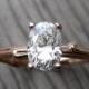 Oval Moissanite Twig Engagement Ring: Rose, White, Yellow Gold; 7x5mm Forever Brilliant™