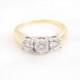 Vintage 14k Yellow And White Gold 3 Stone Diamond Engagement Ring/ Estate Past Present Future Size 5.25