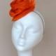 Small orange silk hat. Orange fascinator. Orange wedding hat. Orange flower hat.  Handmade silk hat. Derby hat. Ascot hat.