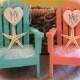 Personalized Beach/Destination Theme Starfish Adirondack Chair Wedding Cake Topper in Choice of 5 Colors