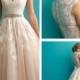 Cap Sleeves Plunging V neckline A-line Lace Wedding Dress