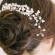 Stunning Pearl and Diamante trailing bridal comb, bridal headpiece, wedding hair comb, pearl bridal hair comb, trailing bridal comb,diamante