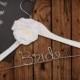 SALE Personalized Wedding Hanger with Rhinestone Flower Accent. Brides Hanger/ Bride/ Name Hanger/ Wedding Hanger / 47 ribbon colors