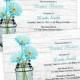 Country Bridal Shower Invitation - Aqua Daisies in a Mason Jar - DIY Printable Template - Instant Download - Microsoft Word Format