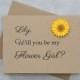 Will You Be My Flower Girl Card - Personalized with Name - Flower Girl Invitation - Wedding Party Ask Cards - Floral Rustic Kraft Sunflower