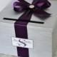 Wedding Card Box Silver Plum Purple Customizable in your Color