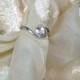 Swirl Engagement Ring Rainbow Moonstone in Sterling Silver