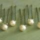 6 Ivory 6mm Swarovski Crystal Pearl Hair Pins