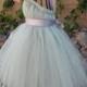 Tutu Dress, Flower Girl Dress, Silver Tulle, Lavender Ribbon, Pink Lily, Fabric Flower, Portrait Dress, Wedding, Flowergirl Dress