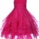 Elegant Stunning Fuchsia Organza Flower hot pink girl dress princess pageant wedding bridal bridesmaid toddler size 2 4 6 8 9 10 12 14 #151