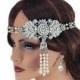 Bridal forehead headband Vintage style wedding headpiece forehead, Gatsby headband 1920s headband, Flapper headband Art Deco headband 3117