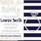 Navy Brunch and Bubbly Bridal Shower Invitation - Printable File